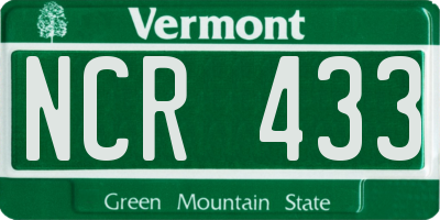 VT license plate NCR433