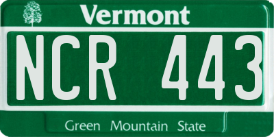 VT license plate NCR443