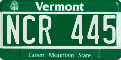 VT license plate NCR445