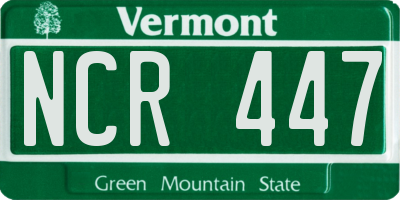 VT license plate NCR447