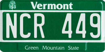 VT license plate NCR449