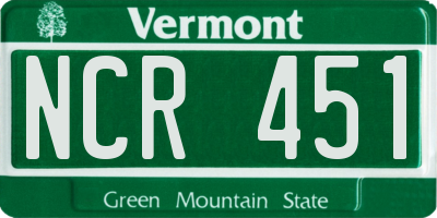 VT license plate NCR451