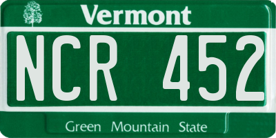 VT license plate NCR452
