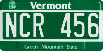 VT license plate NCR456