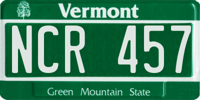 VT license plate NCR457