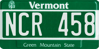 VT license plate NCR458