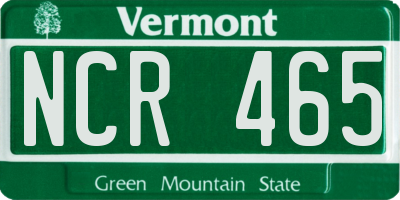 VT license plate NCR465