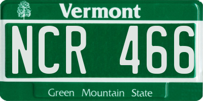 VT license plate NCR466
