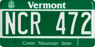 VT license plate NCR472