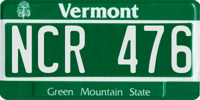 VT license plate NCR476