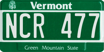VT license plate NCR477