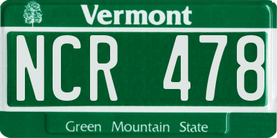 VT license plate NCR478