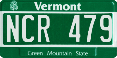 VT license plate NCR479