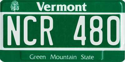VT license plate NCR480