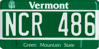 VT license plate NCR486