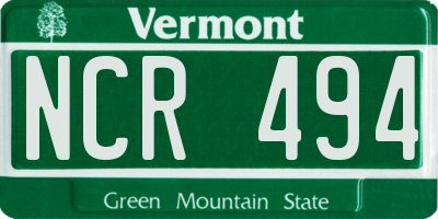 VT license plate NCR494