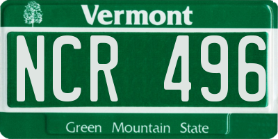 VT license plate NCR496