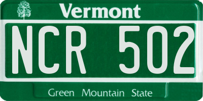 VT license plate NCR502