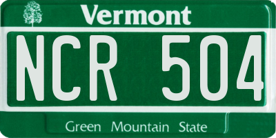 VT license plate NCR504