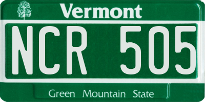 VT license plate NCR505