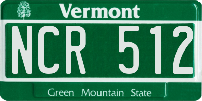 VT license plate NCR512