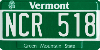 VT license plate NCR518