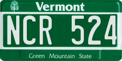 VT license plate NCR524