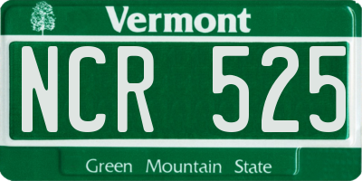 VT license plate NCR525