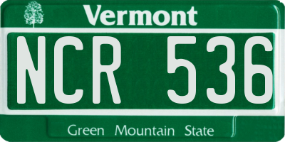 VT license plate NCR536