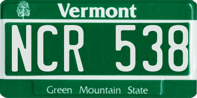 VT license plate NCR538