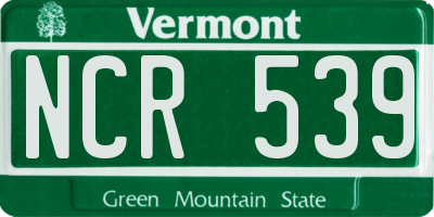 VT license plate NCR539