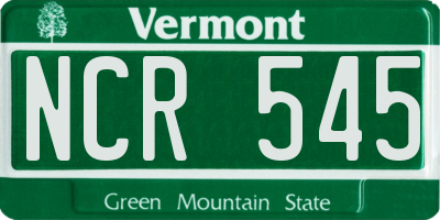VT license plate NCR545