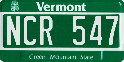 VT license plate NCR547