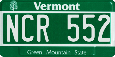 VT license plate NCR552