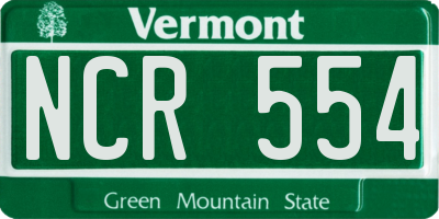 VT license plate NCR554