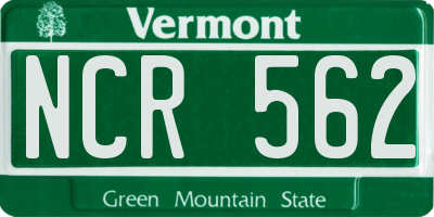 VT license plate NCR562