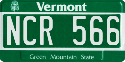 VT license plate NCR566