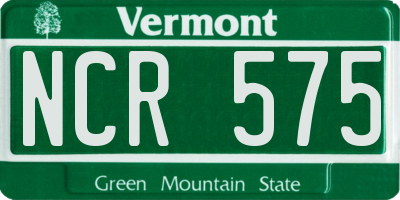 VT license plate NCR575
