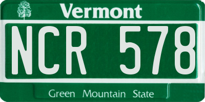 VT license plate NCR578
