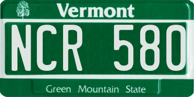 VT license plate NCR580