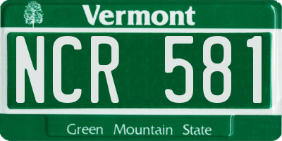 VT license plate NCR581