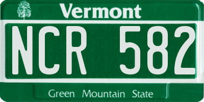 VT license plate NCR582