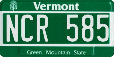 VT license plate NCR585