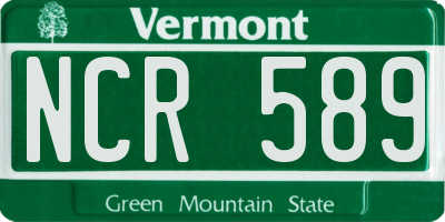 VT license plate NCR589