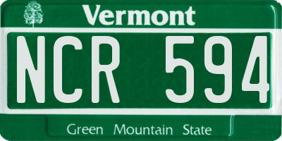 VT license plate NCR594