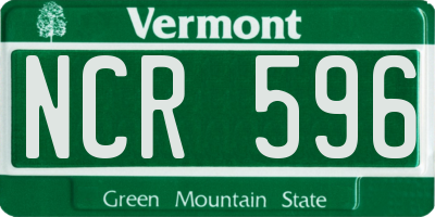 VT license plate NCR596