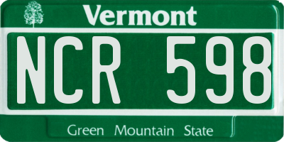 VT license plate NCR598