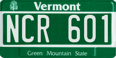 VT license plate NCR601