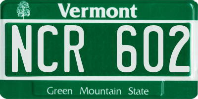 VT license plate NCR602