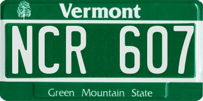 VT license plate NCR607